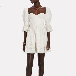 NWT Agua by Agua Bendita Cedro Lace Eyelet Mini Dress White Bustier Sz Small